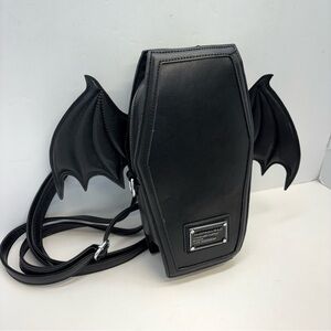 Emo Gothic Coffin Bat Wings Backpack Crossbody To Handbag Halloween Goth
